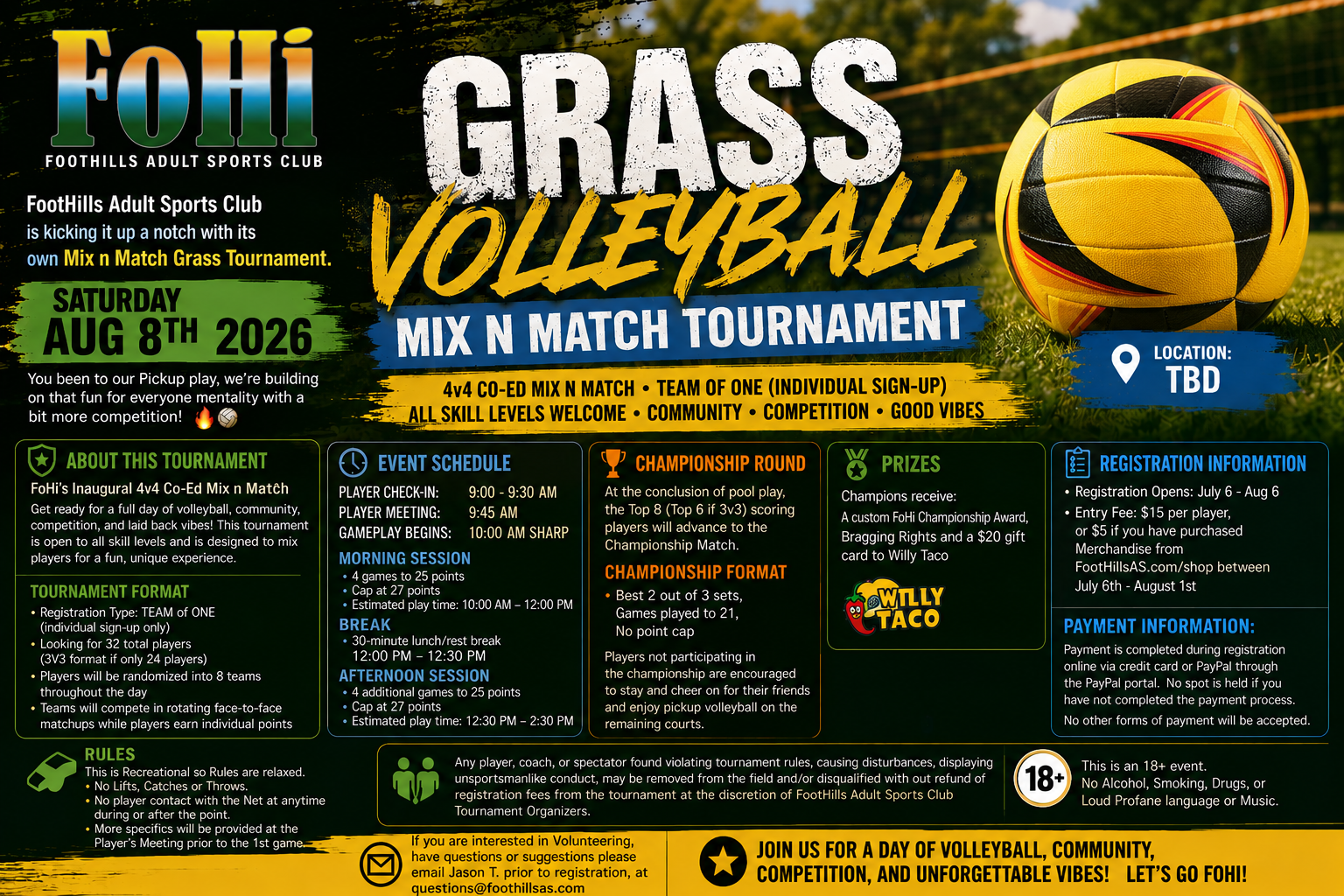 FoHi tournament flyer full details